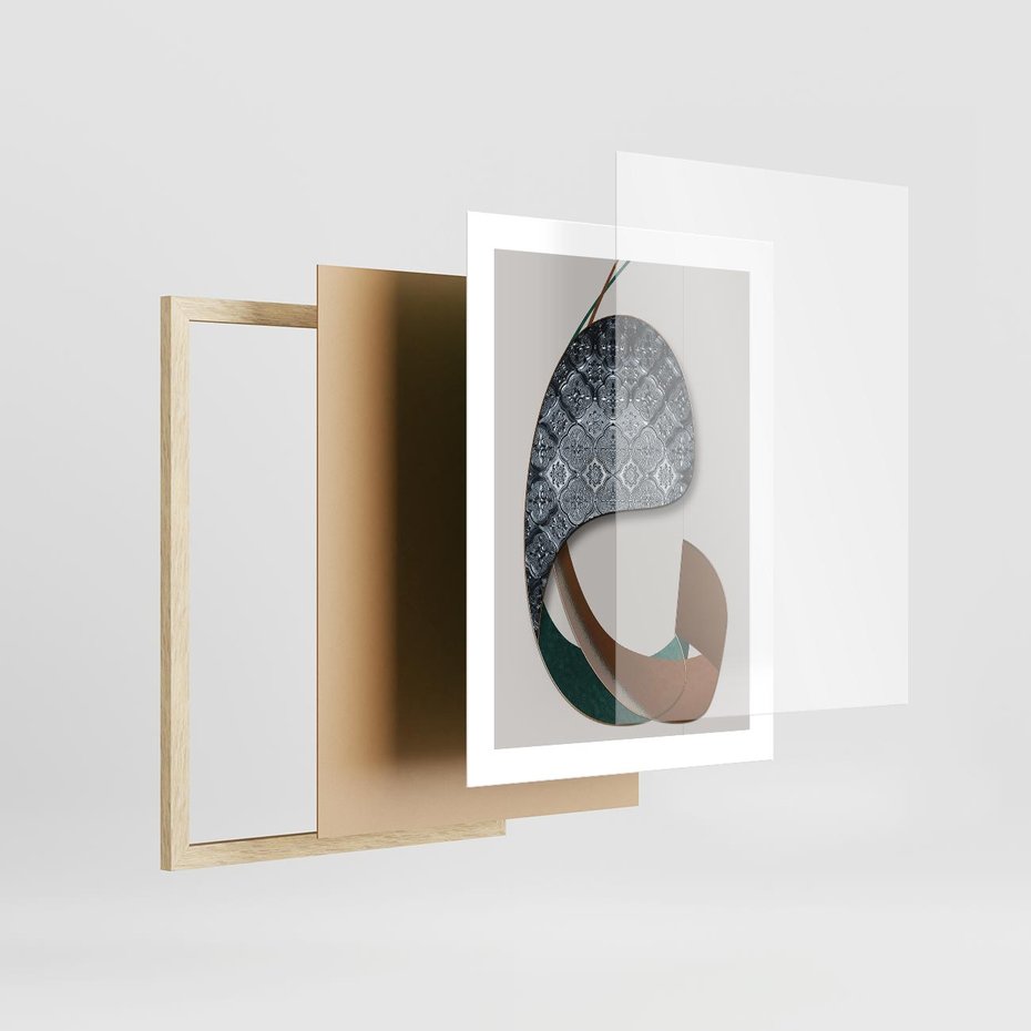 Plakat w ramie 30x40 - Abstrakcyjne Światy Geometrii - nowoczesny, geometryczny - rama drewno