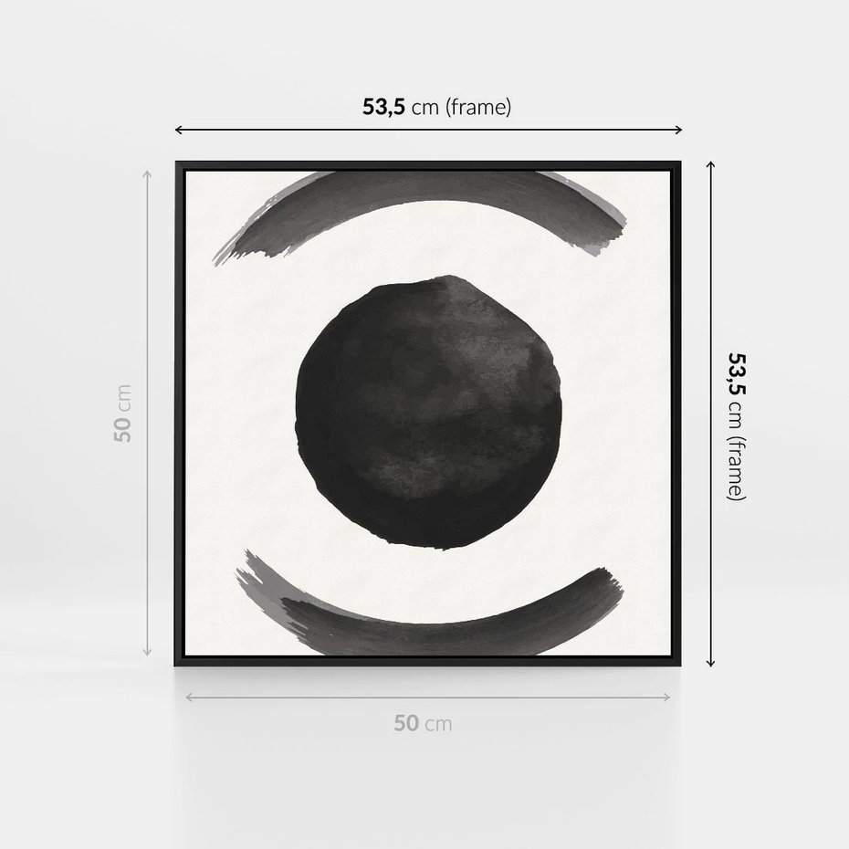 Obraz w ramie 50x50 - Bezczasowe Echo - abstrakcyjne plamy okręgi, akwarelowe - rama czarna
