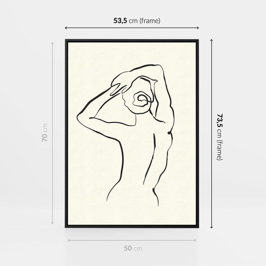 Obraz w ramie 50x70 - Tajemniczy Rytm - kobieta, posąg - rama czarna
