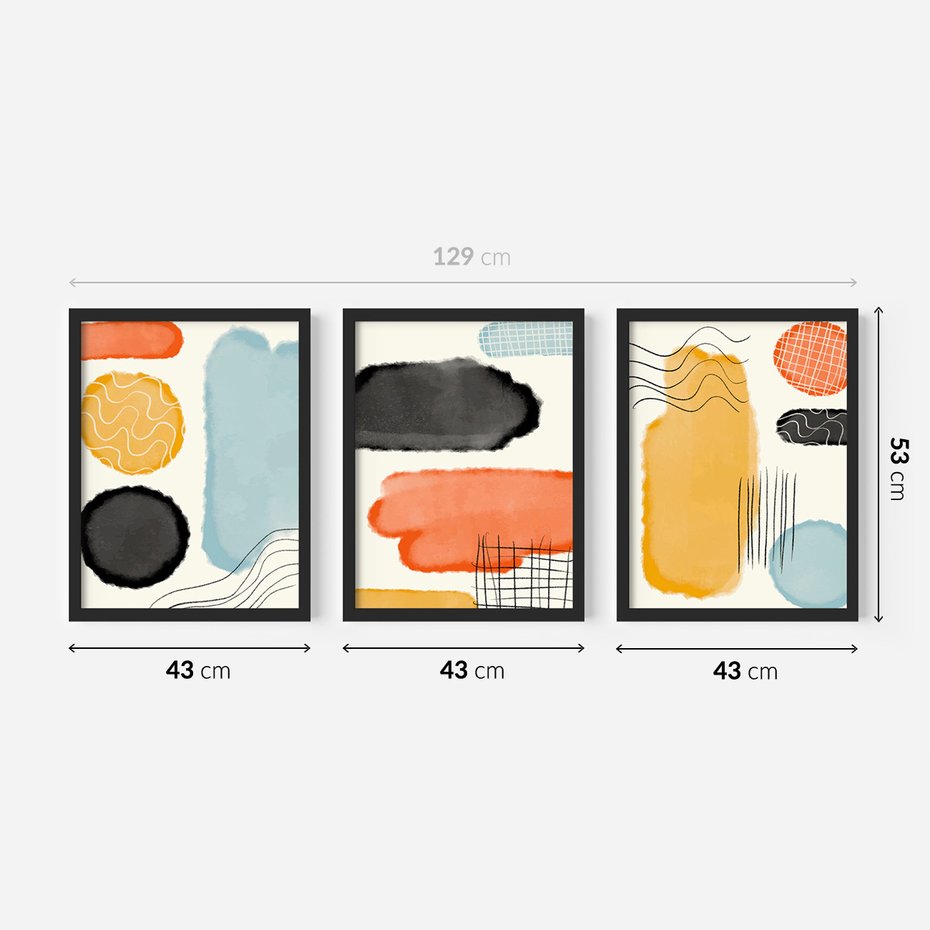 Zestaw obrazy w ramie 40x50 galeria - Abstrakcja, plamy, akwarela - rama czarna