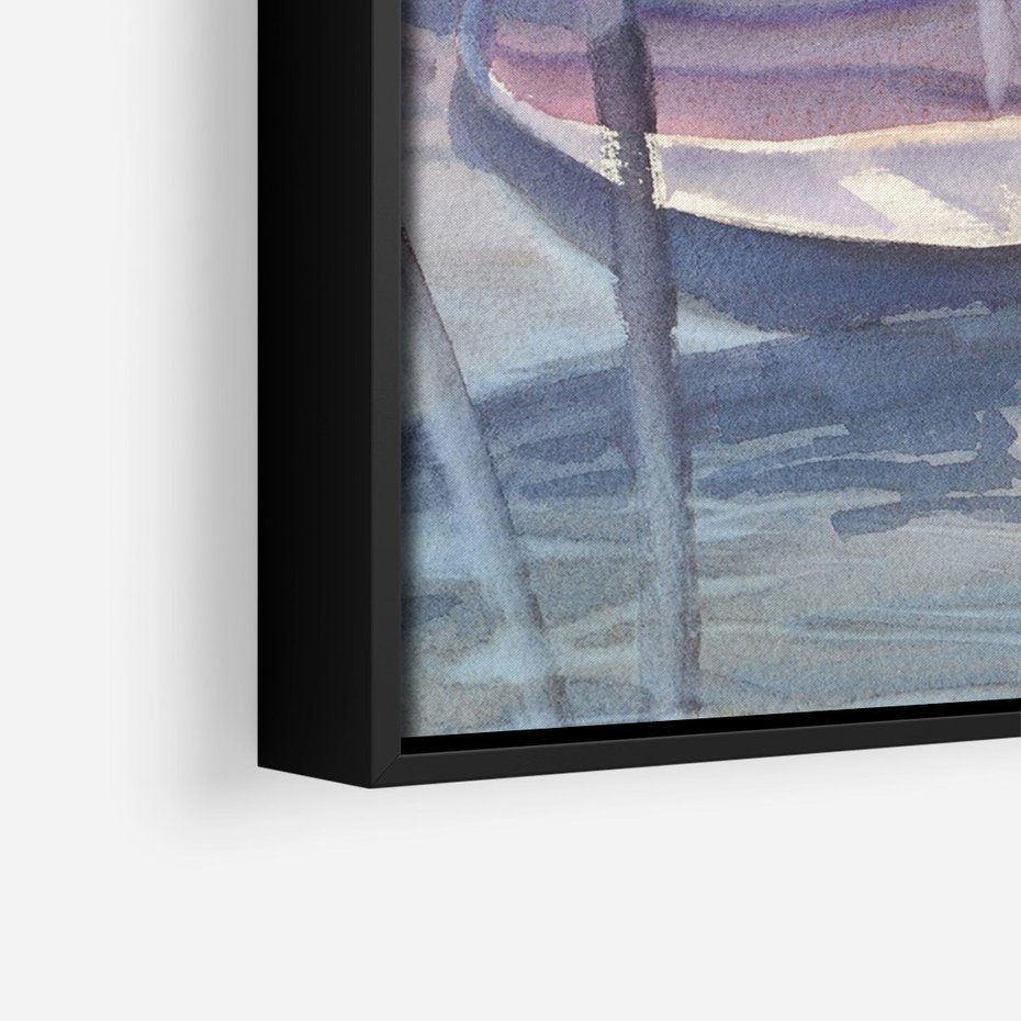 Obraz w ramie 70x100 - Romantyczne Zachody - akwarelowy rysunek, stonowane pastelowe kolory - rama czarna