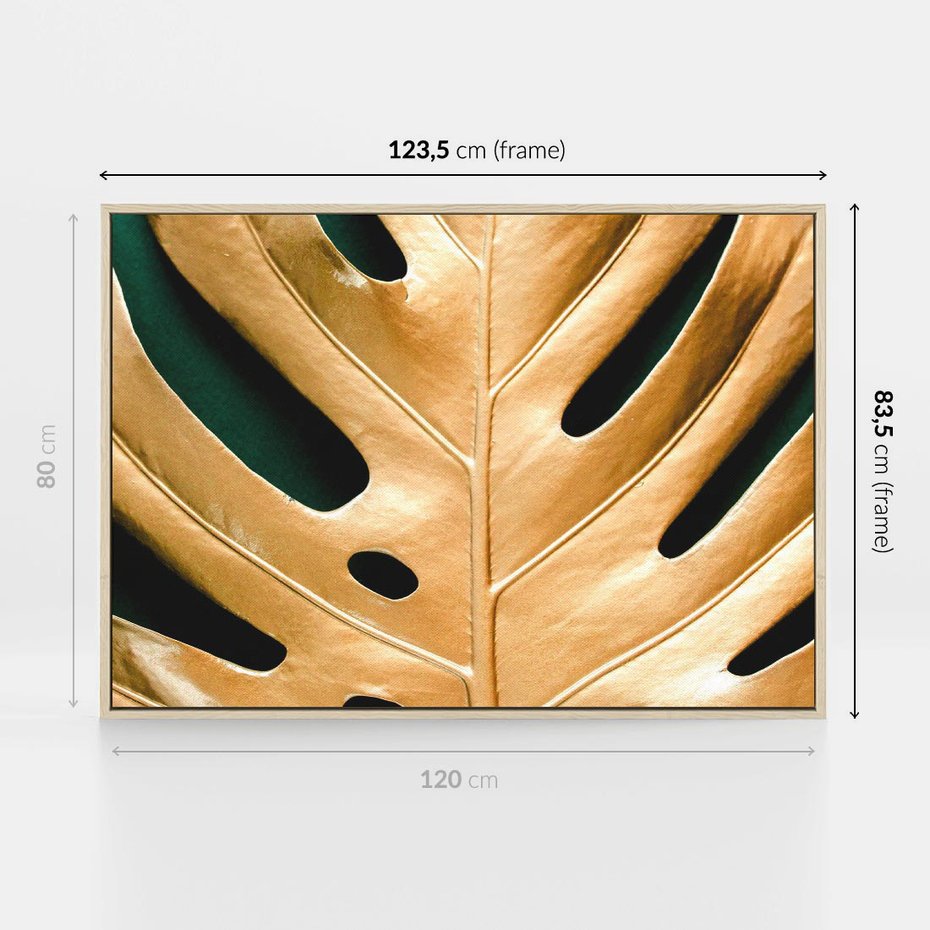 Obraz w ramie 120x80 - Piękno i Styl - złote, liście - rama drewno