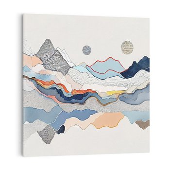 Obraz na płótnie 30x30 - Dynamiczne Góry - akwarelowe graficzne góry, krajobraz