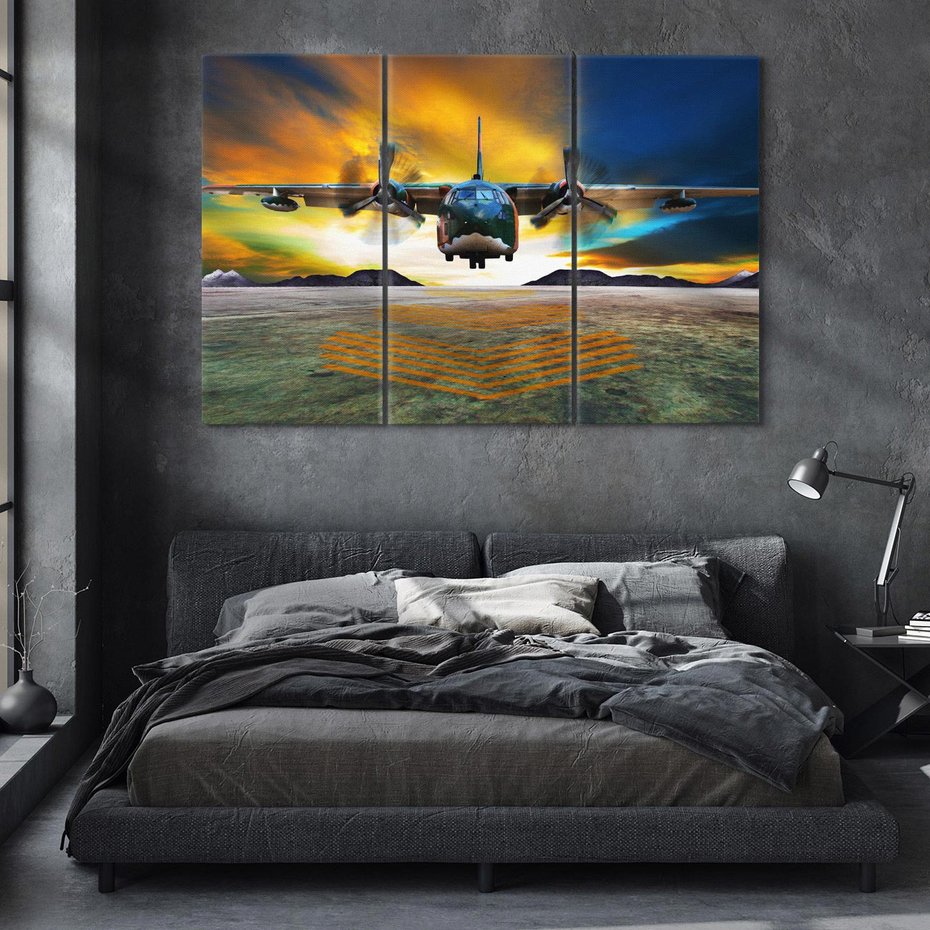 Obraz na płótnie 120x80 - Moc wojskowego transportu: Samolot na misji - samolot, wojsko