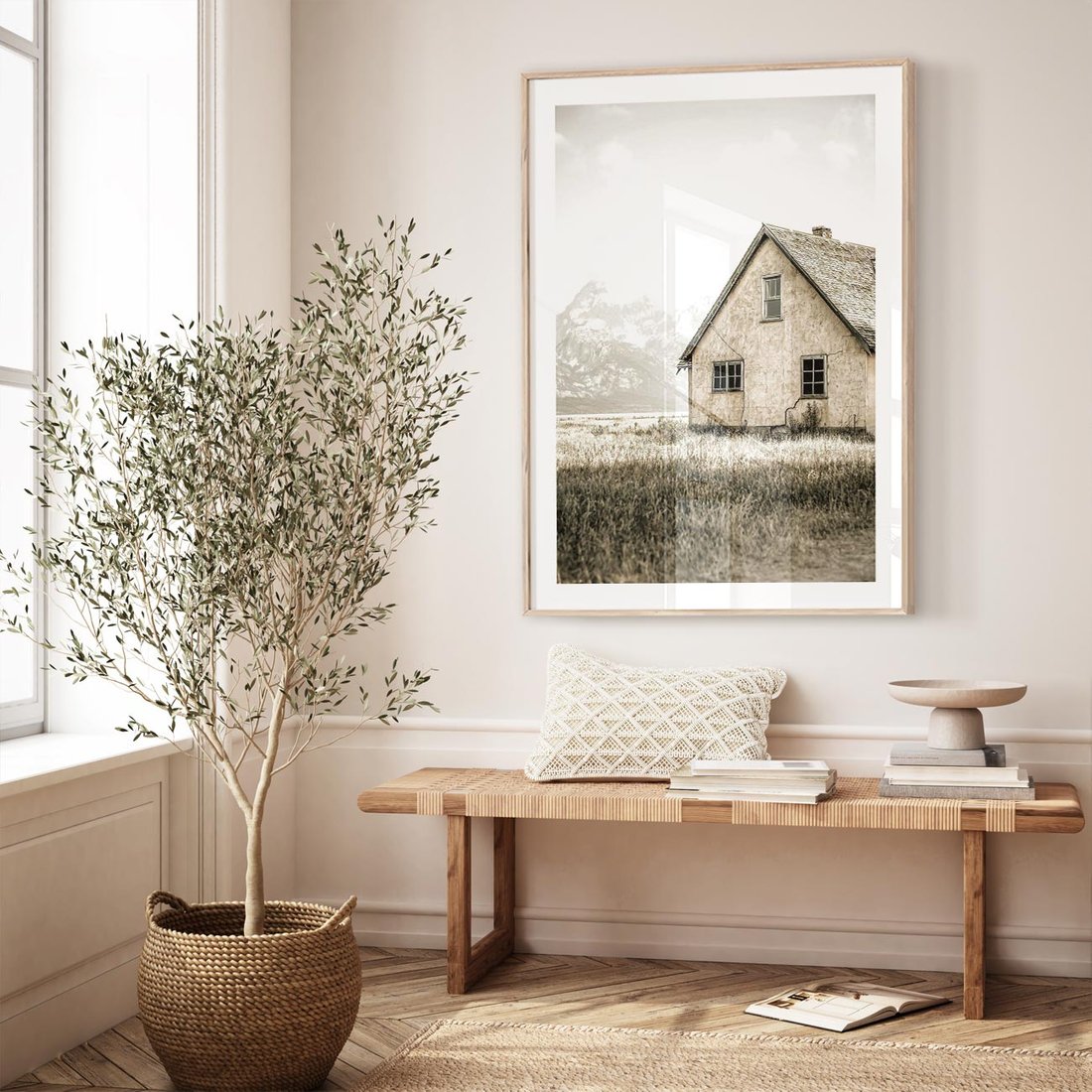 Plakat w ramie 30x40 - Ciepła Atmosfera - dom, stary dom w górach - rama drewno