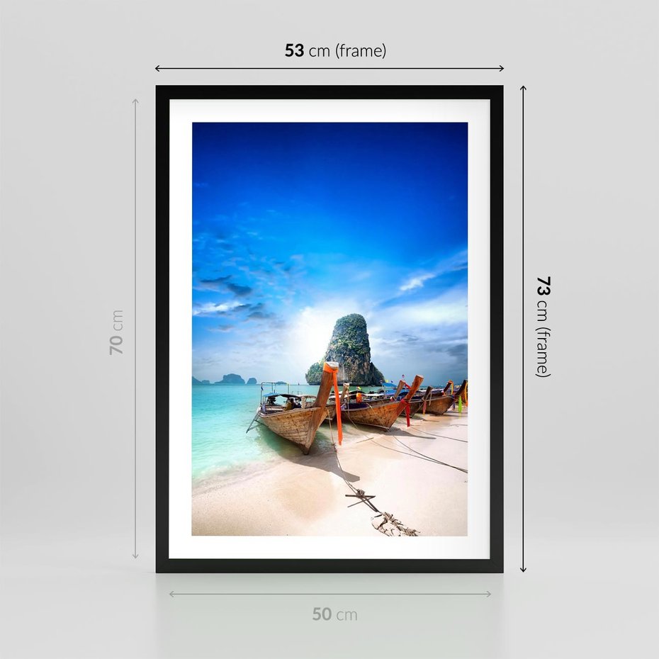 Plakat w ramie 50x70 - Morze na Łodzi - morze, łódź - rama czarna
