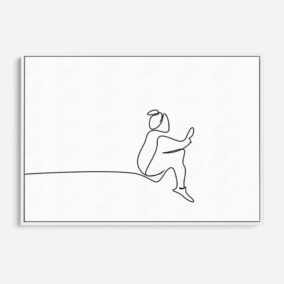 Obraz w ramie 120x80 - Linie Wewnętrznej Refleksji - line art, szkic - rama biała