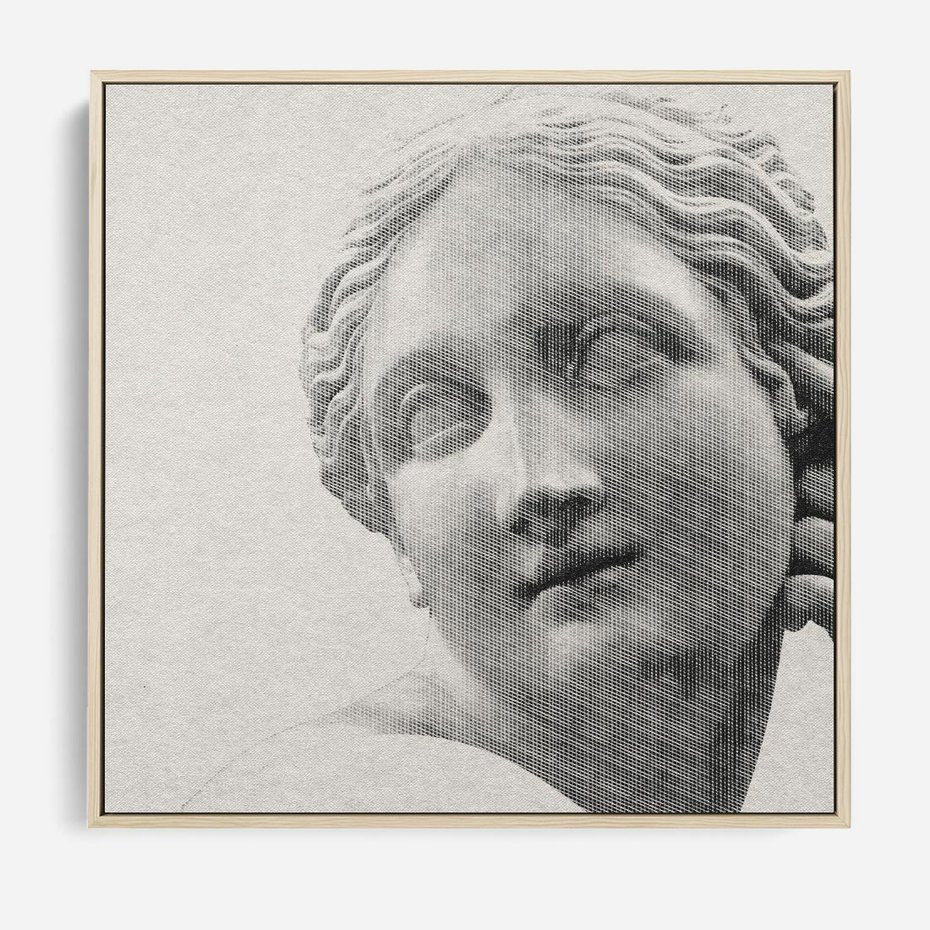 Obraz w ramie 50x50 - Szarość w Kamieniu - monochromatyczna marmurowa rzeźba, odcienie szarości - rama drewno