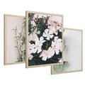 Zestaw obrazy w ramie 30x40 galeria - Liście, kwiaty, nowoczesny, styl - rama drewno