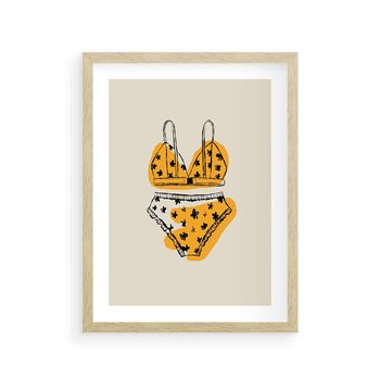 Plakat w ramie 30x40 - Minimalistyczny Szkic Bielizny - minimalistyczna grafika, szkic bielizny - rama drewno