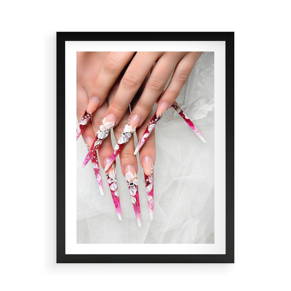 Plakat w ramie 50x70 - Paznokcie jak dzieło sztuki - paznokcie, manicure - rama czarna