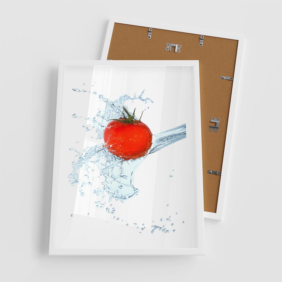 Plakat w ramie 50x70 - Apetyczna KuchniaNowoczesna Ekspresja - pomidor, jedzenie - rama biała