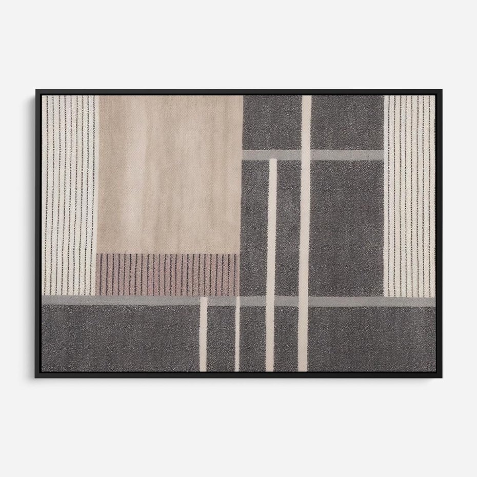 Obraz w ramie 70x50 - Harmonia skradzionych odcieni - symetryczne, geometryczne pasy - rama czarna