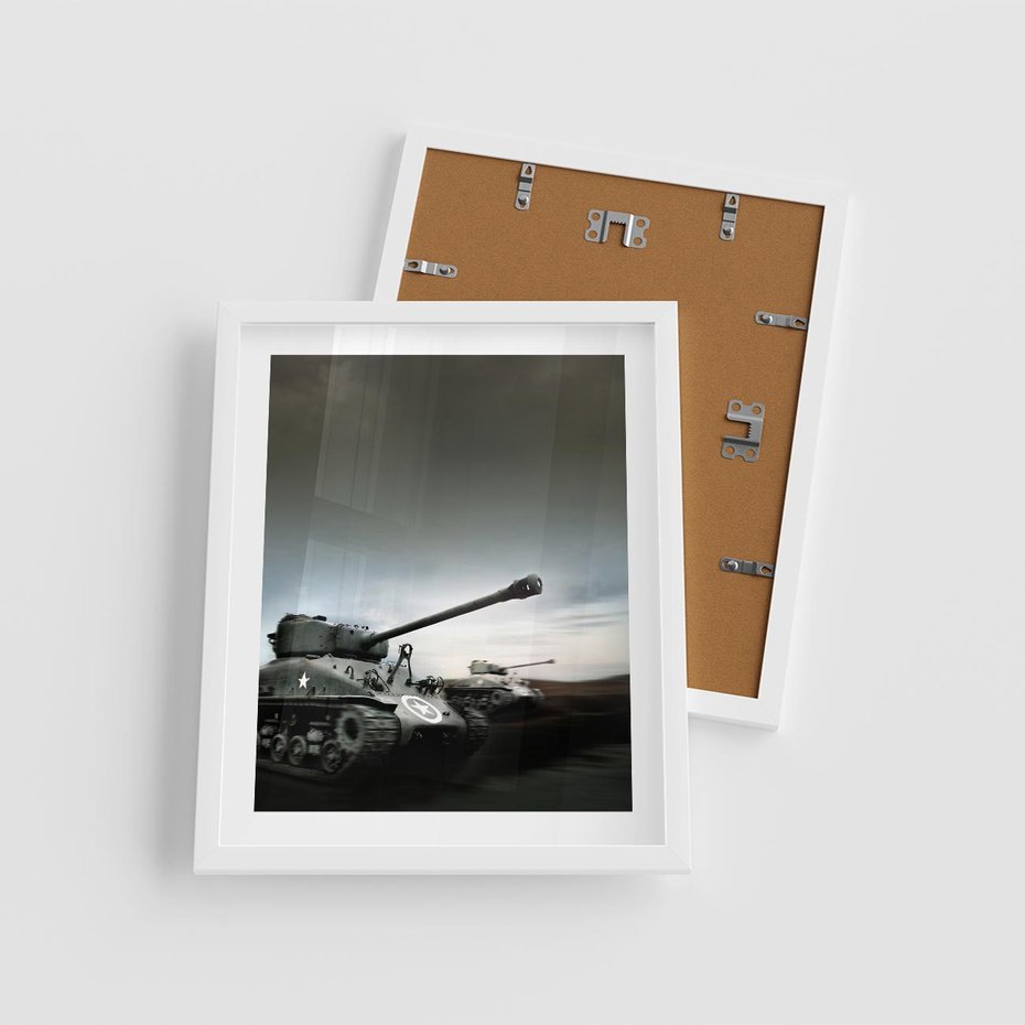 Plakat w ramie 40x50 - Siła i determinacja: czołgi wojenne - czołgi, wojna - rama biała