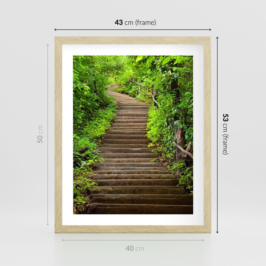 Plakat w ramie 40x50 - Magia Leśnej Ścieżki - ścieżka, w lesie - rama drewno