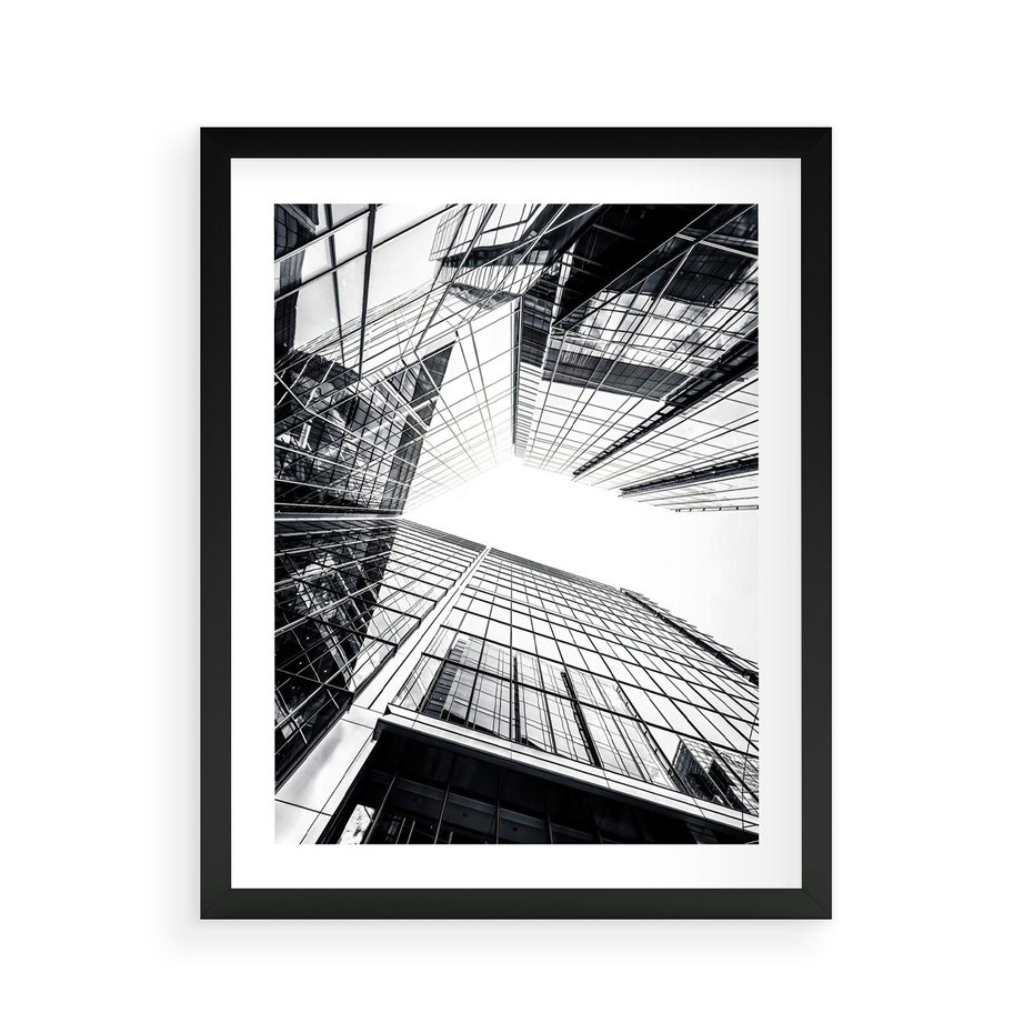 Plakat w ramie 40x50 - Wznoszący się Wysoko - architektura, wysoki wieżowiec - rama czarna