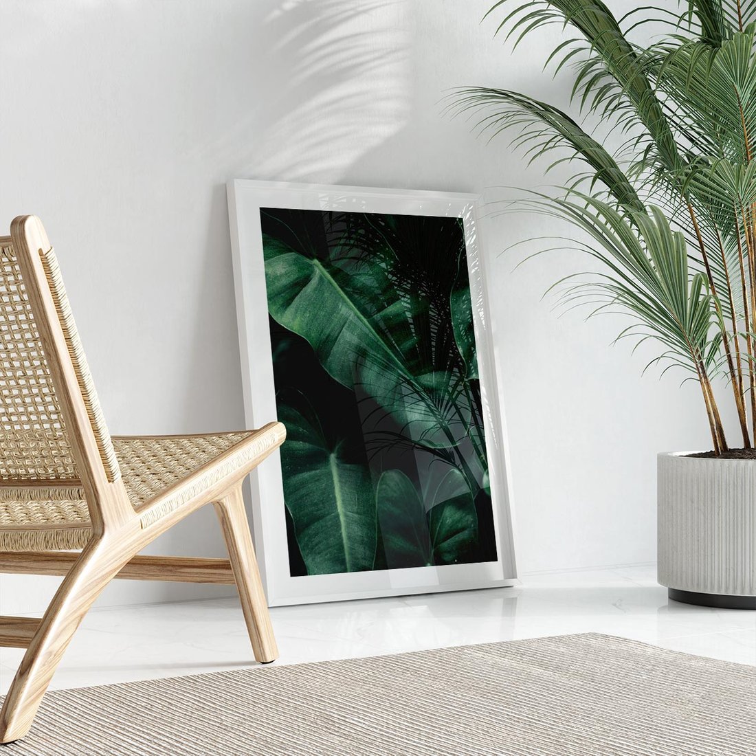 Plakat bez ramy 50x70 - Liście Bananowca - minimalizm, zielone liście bananowca