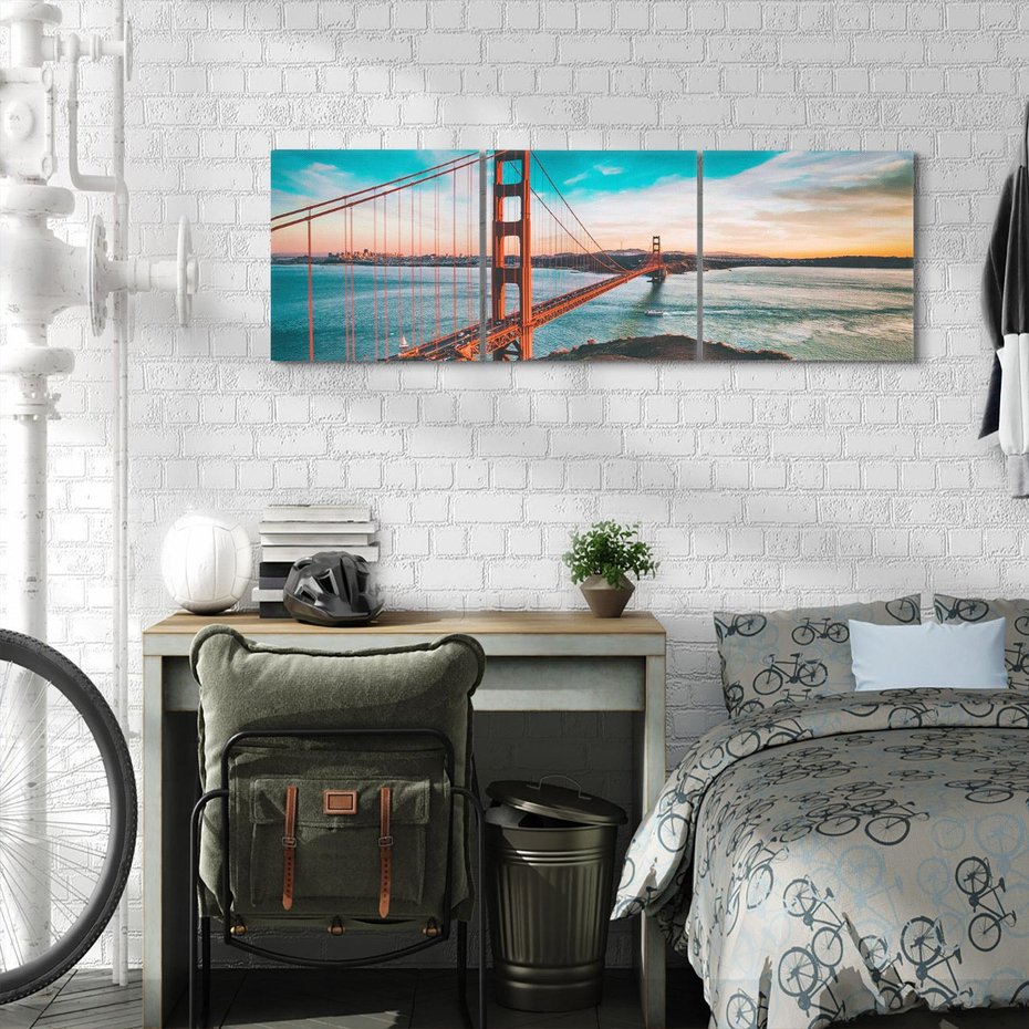 Obraz na płótnie 150x50 - Złoty Gate: majestatyczny most Ameryki - Golden Gate, most