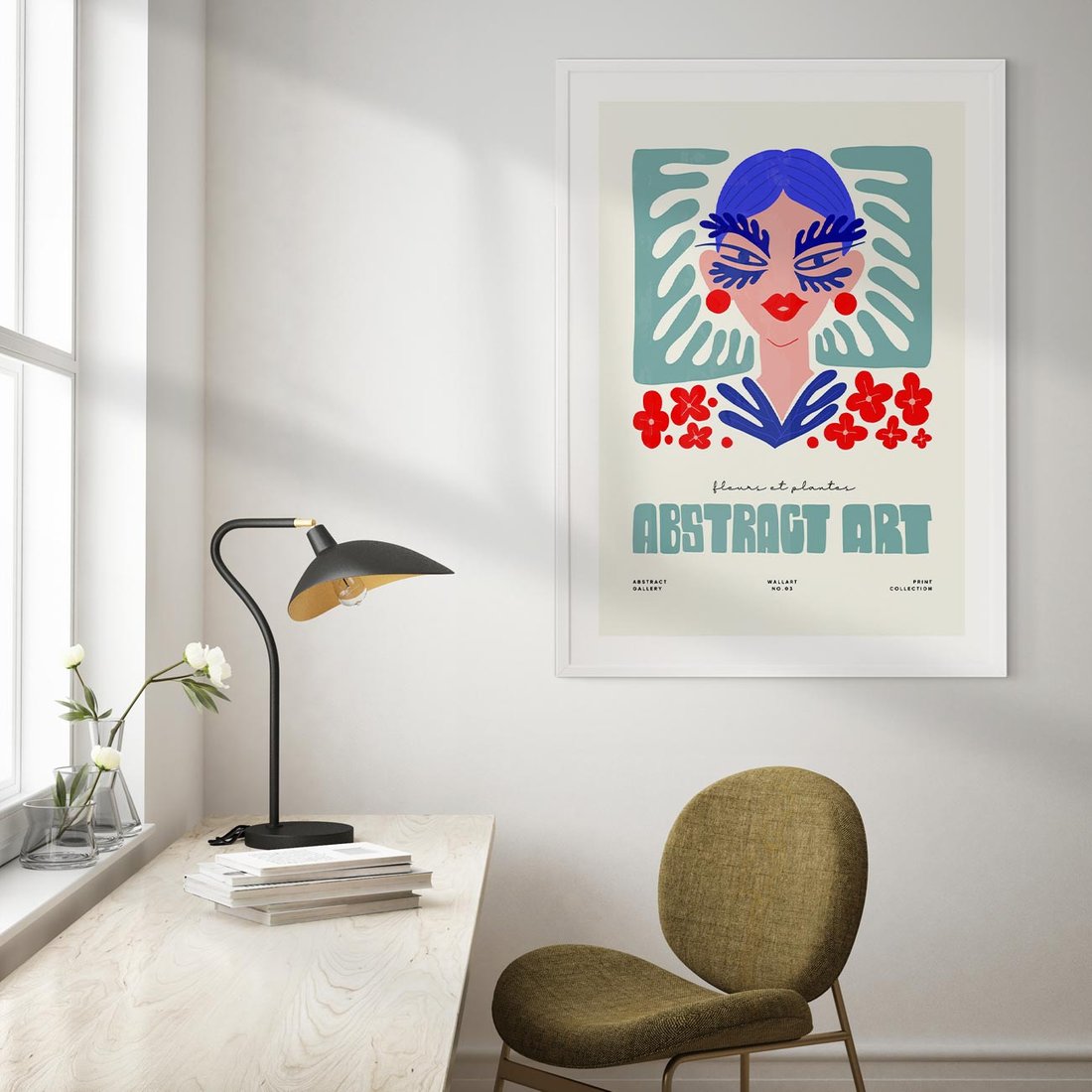 Plakat w ramie 40x50 - Podróżne Impulsy - abstrakcja, kobieta - rama biała