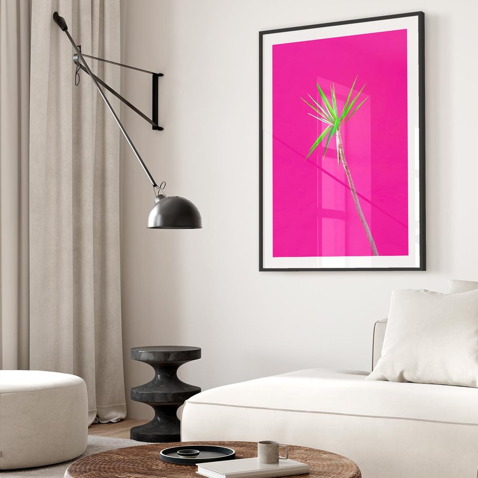 Plakat bez ramy 21x30 - Retro Stylizacja - palma, liście