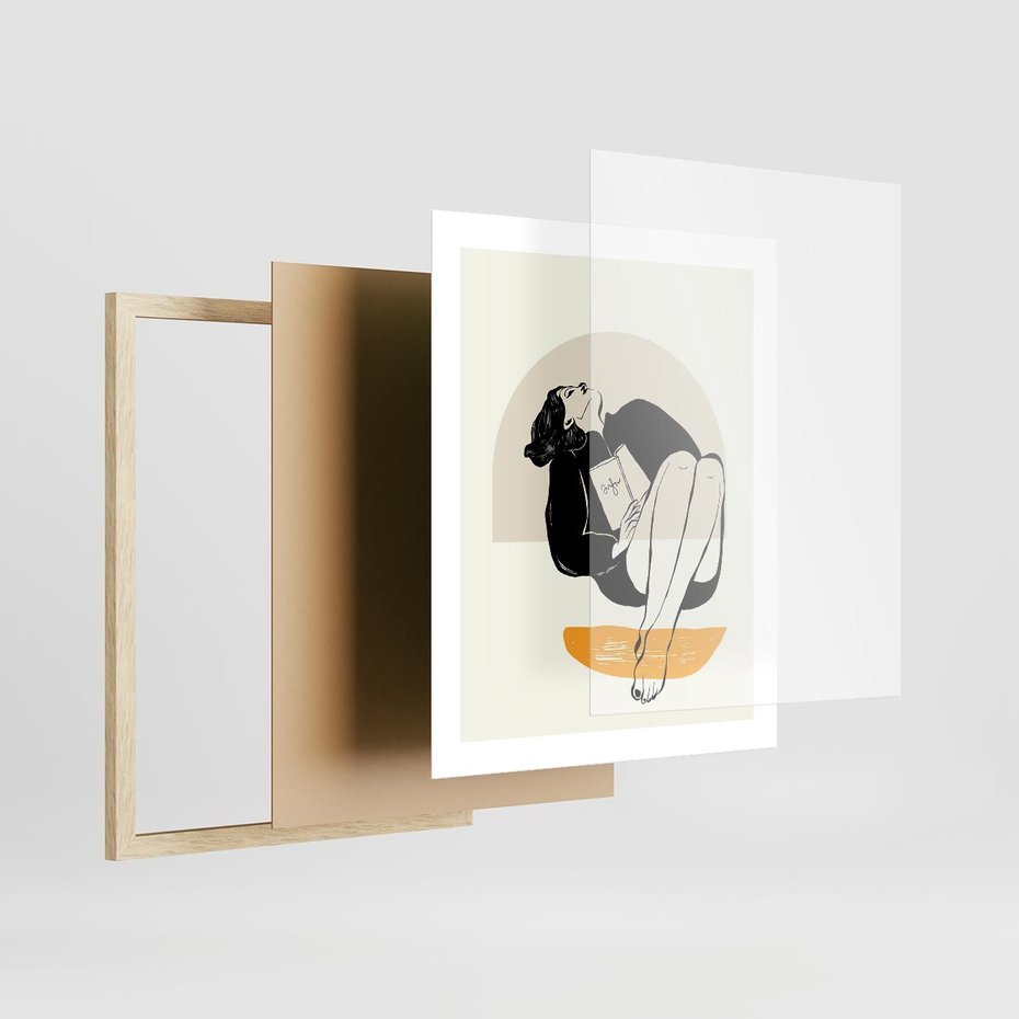 Plakat w ramie 40x50 - Kształt Kobiecego Portretu - grafika, kobieta - rama drewno