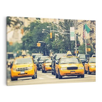 Obraz na płótnie 120x80 - Miasto Taksówek - taksówki, miasto