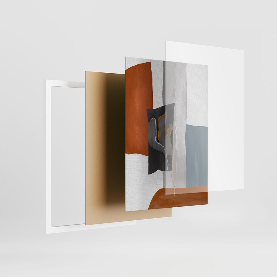 Zestaw obrazy w ramie 30x40 galeria - Abstrakcja, złoto, nowoczesny - rama biała