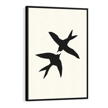 Obraz w ramie 50x70 - Kreatywne Echa - jaskółki, minimalizm - rama czarna