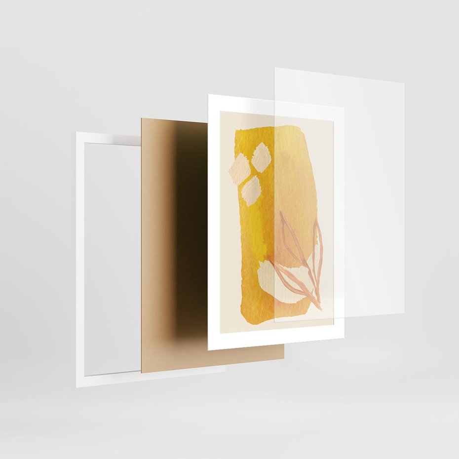 Plakat w ramie 30x40 - Kolorowe Marzenia - abstrakcyjna żółta plama, akwarela - rama biała