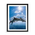 Plakat w ramie 50x70 - Spotkanie z naturą - morze, delfiny - rama czarna