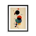 Plakat w ramie 30x40 - Migocące Impresje Odniesień - abstrakcyjna geometryczna kompozycja, koła linie - rama czarna
