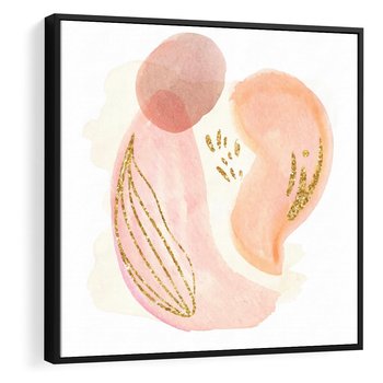 Obraz w ramie 50x50 - Impresje Przenikających Form - abstrakcyjne akwarelowe plamy, minimalizm - rama czarna