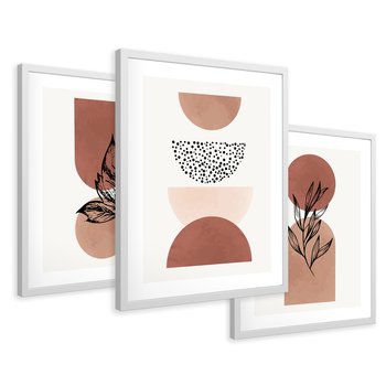 Zestaw obrazy w ramie 40x50 galeria - Roślinne, nowoczesne, geometryczne - rama biała