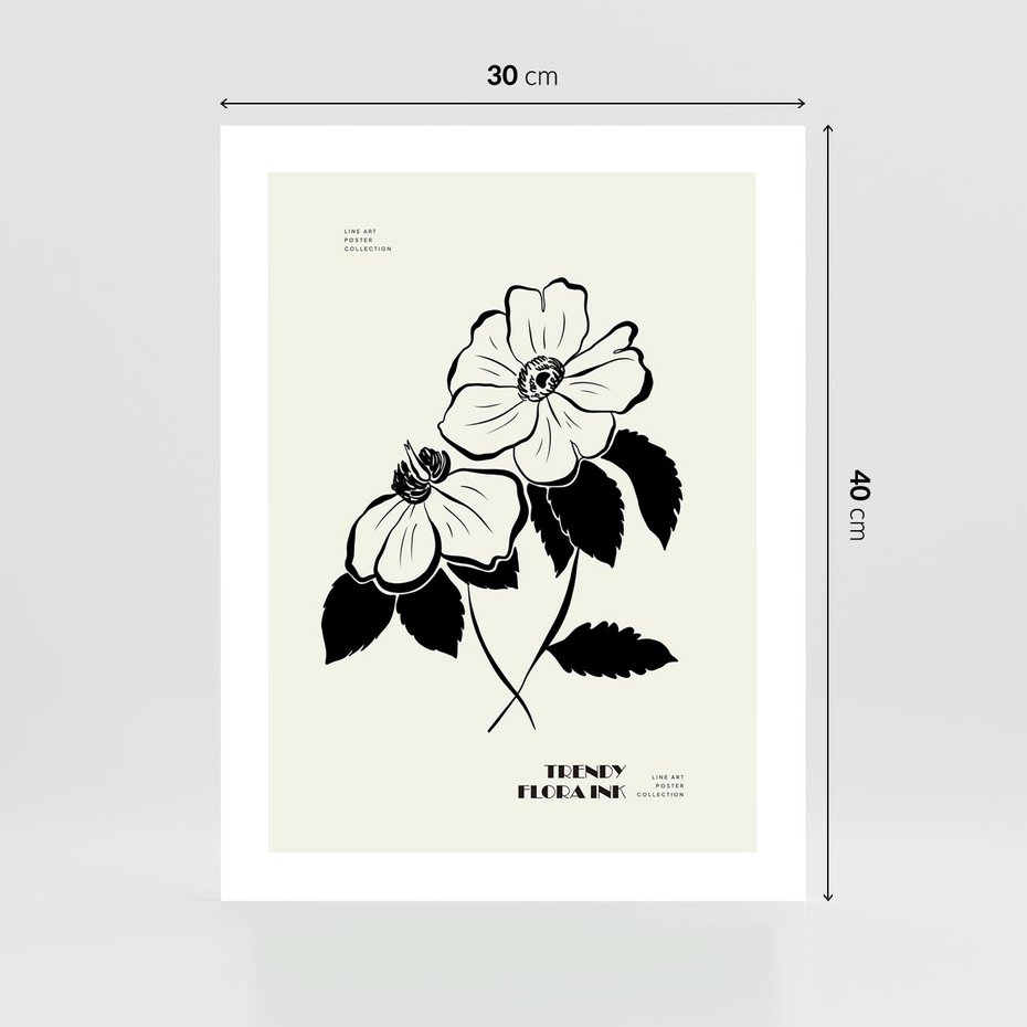 Plakat bez ramy 30x40 - Poezja kwiecistej kreski - kwiaty, minimalistyczne