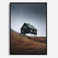 Obraz w ramie 50x70 - Ciepło i Przytulność - skandynawski, domek - rama czarna