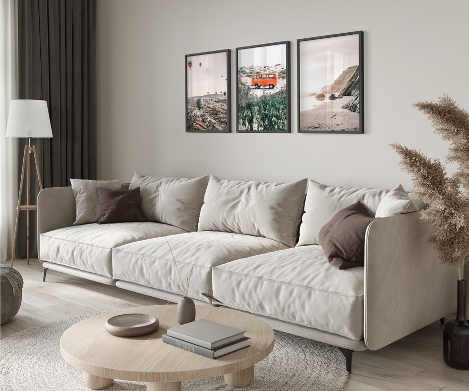 Zestaw obrazy w ramie 40x50 galeria - Boho, wan, pustynia, balony - rama czarna