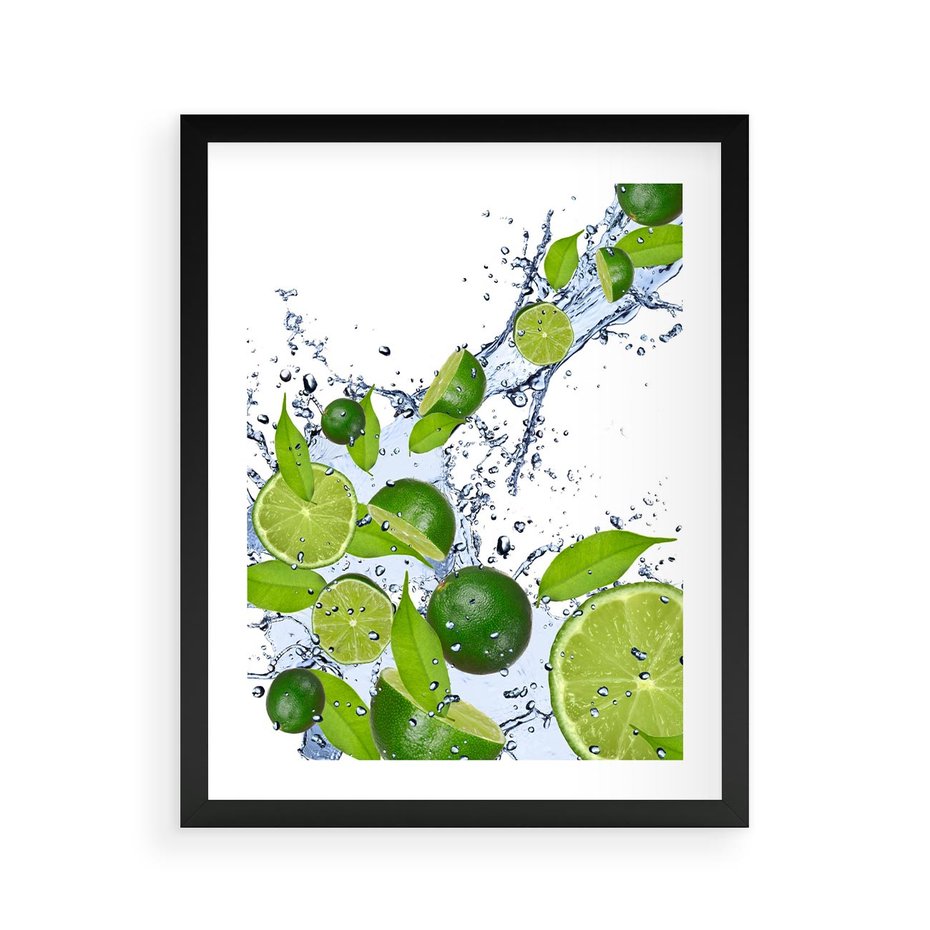 Plakat w ramie 40x50 - Cytrusowa Świeżość - limonki, cytryny - rama czarna