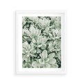 Plakat w ramie 40x50 - Liście w Jasnych Odcieniach Zielonego - liście, jasna zieleń fotografia - rama biała