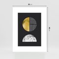 Plakat bez ramy 30x40 - Złote Koła i Geometryczne Formy - grafika, modern