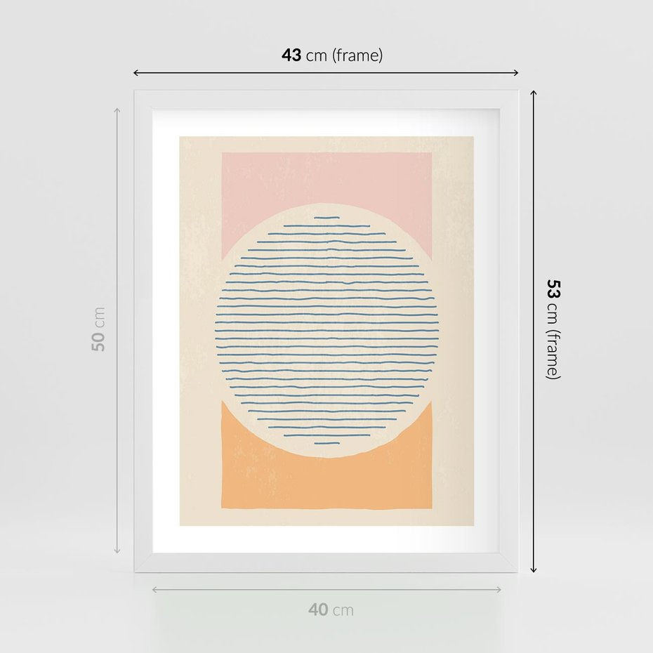 Plakat w ramie 40x50 - Rozbijająca Opowieść - geometryczne kształty, koła - rama biała