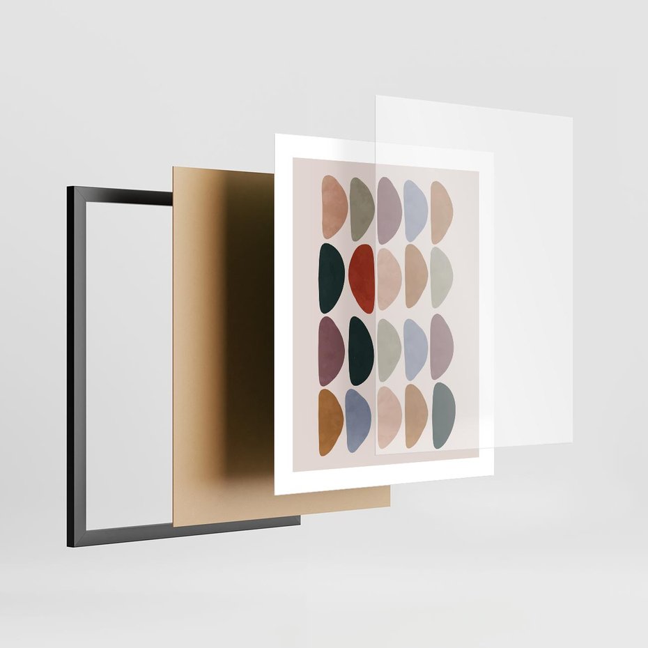 Plakat w ramie 40x50 - Granice Boho - abstrakcyjny obraz, geometryczna kompozycja - rama czarna