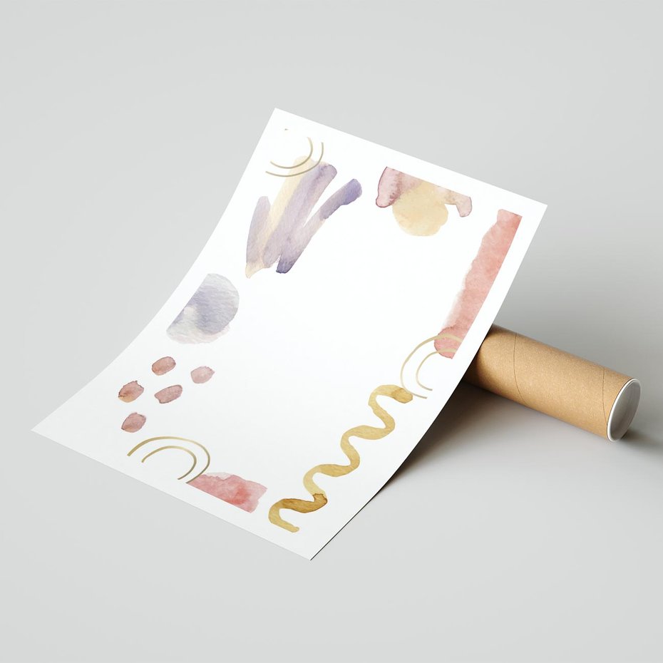 Plakat bez ramy 21x30 - Wibracje Pastelowych Odcieni - abstrakcyjny plakat, akwarelowe plamy