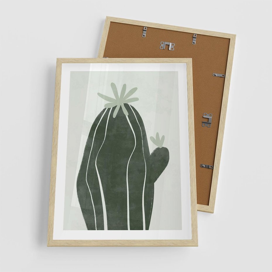 Plakat w ramie 50x70 - Zieleń Inspirującego Życia - zielony plakat, minimalizm - rama drewno