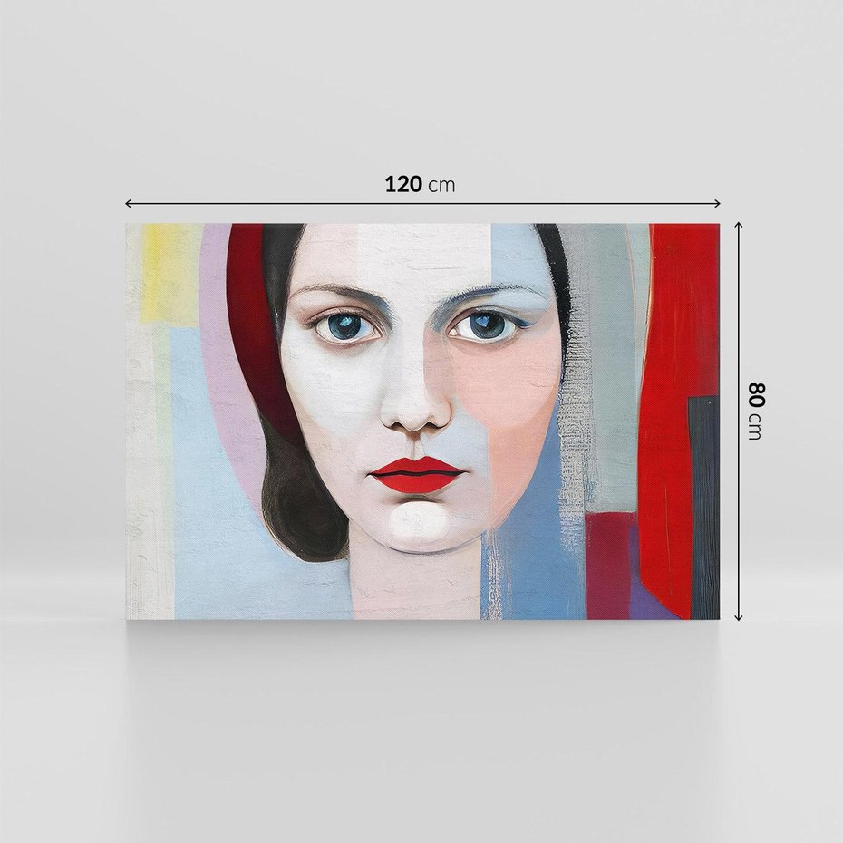 Obraz na płótnie 120x80 - Kolorowe Granice Form - abstrakcyjny obraz olejny, portret twarzy kobiety