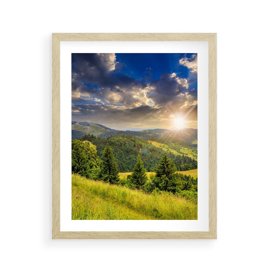 Plakat w ramie 40x50 - Pejzaż w perspektywie - pejzaż, perspektywa - rama drewno