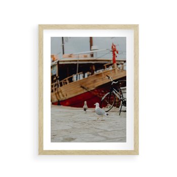 Plakat w ramie 30x40 - Przygoda na Horyzoncie - port, statek - rama drewno