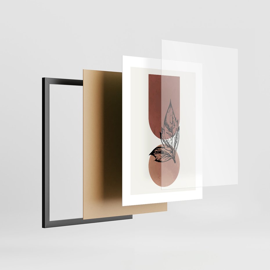 Zestaw obrazy w ramie 40x50 galeria - Roślinne, nowoczesne, geometryczne - rama czarna