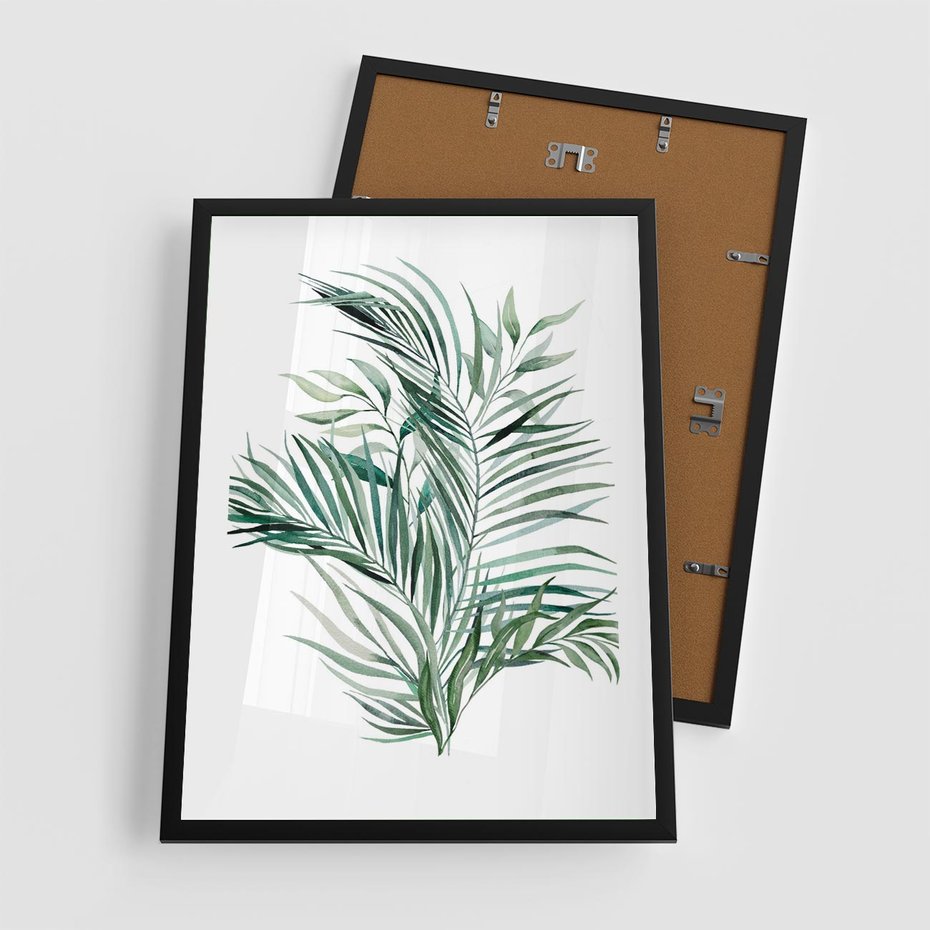 Plakat w ramie 50x70 - Blask Natury - złote, liście - rama czarna