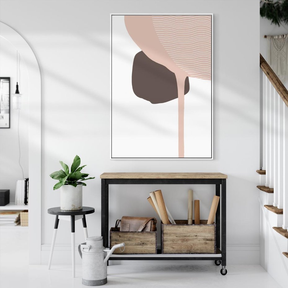 Obraz w ramie 80x120 - Wibracje Odbić Plam - abstrakcyjny obraz, rozlewające się plamy - rama biała