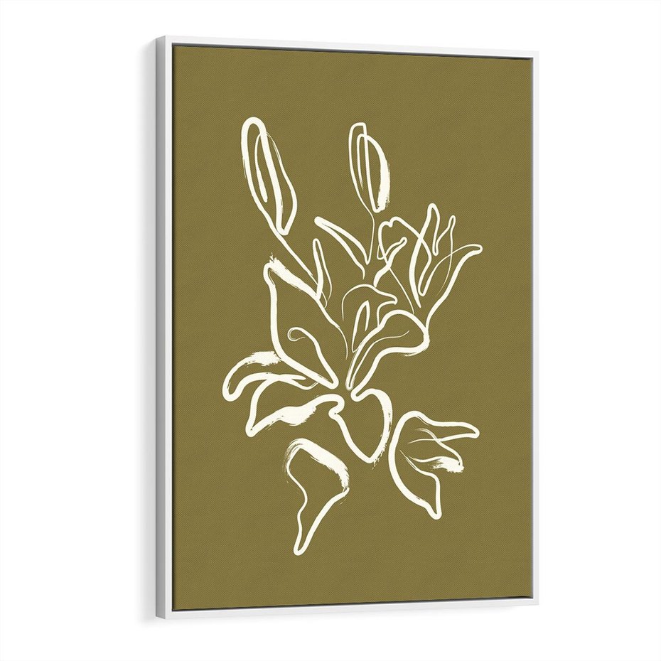 Obraz w ramie 50x70 - Przenikające Barwy - abstrakcyjna roślina, kwiaty - rama biała